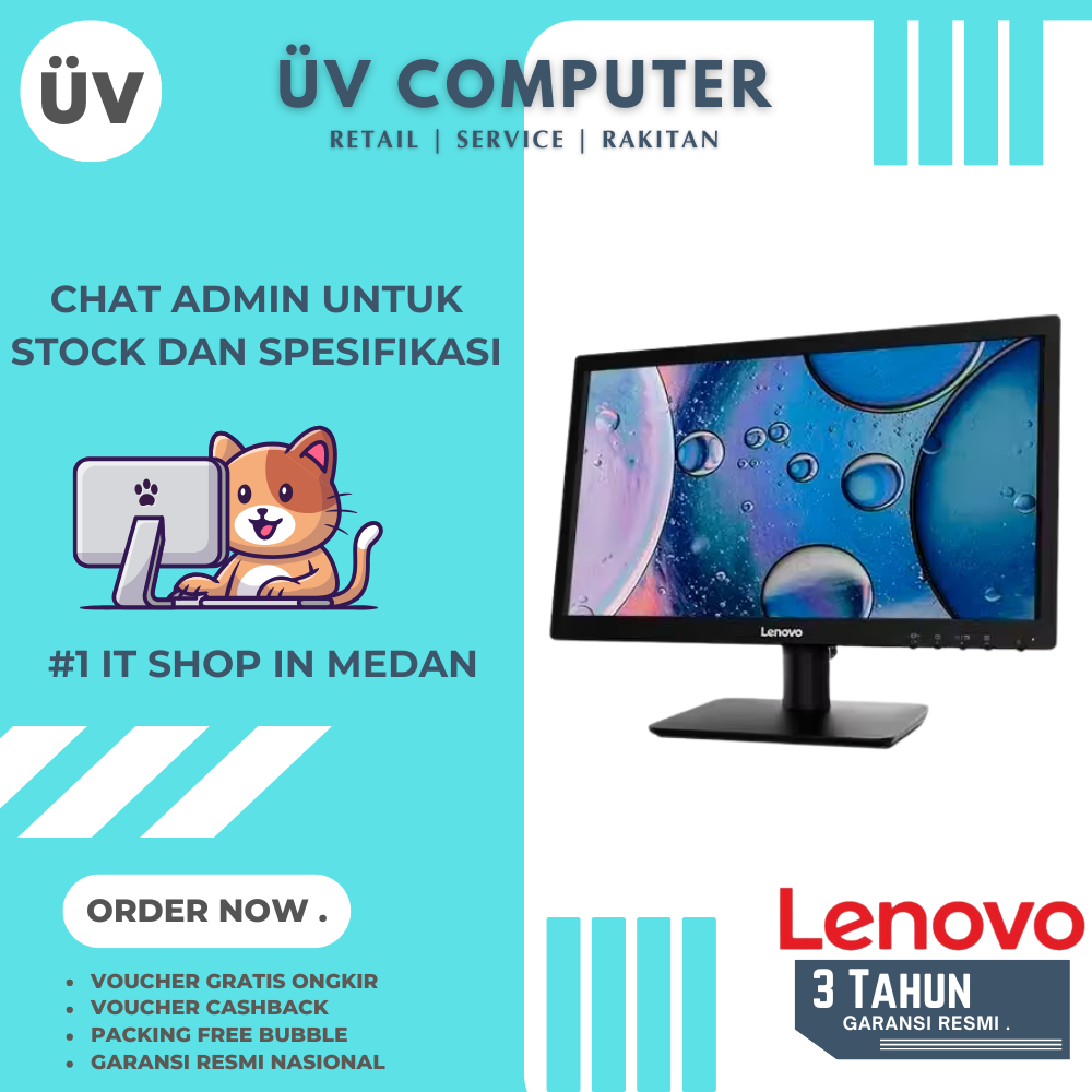 Monitor LED LCD Lenovo D19-10 | 19'' inch | Panel FHD | 60Hz Garansi Resmi 3 Tahun