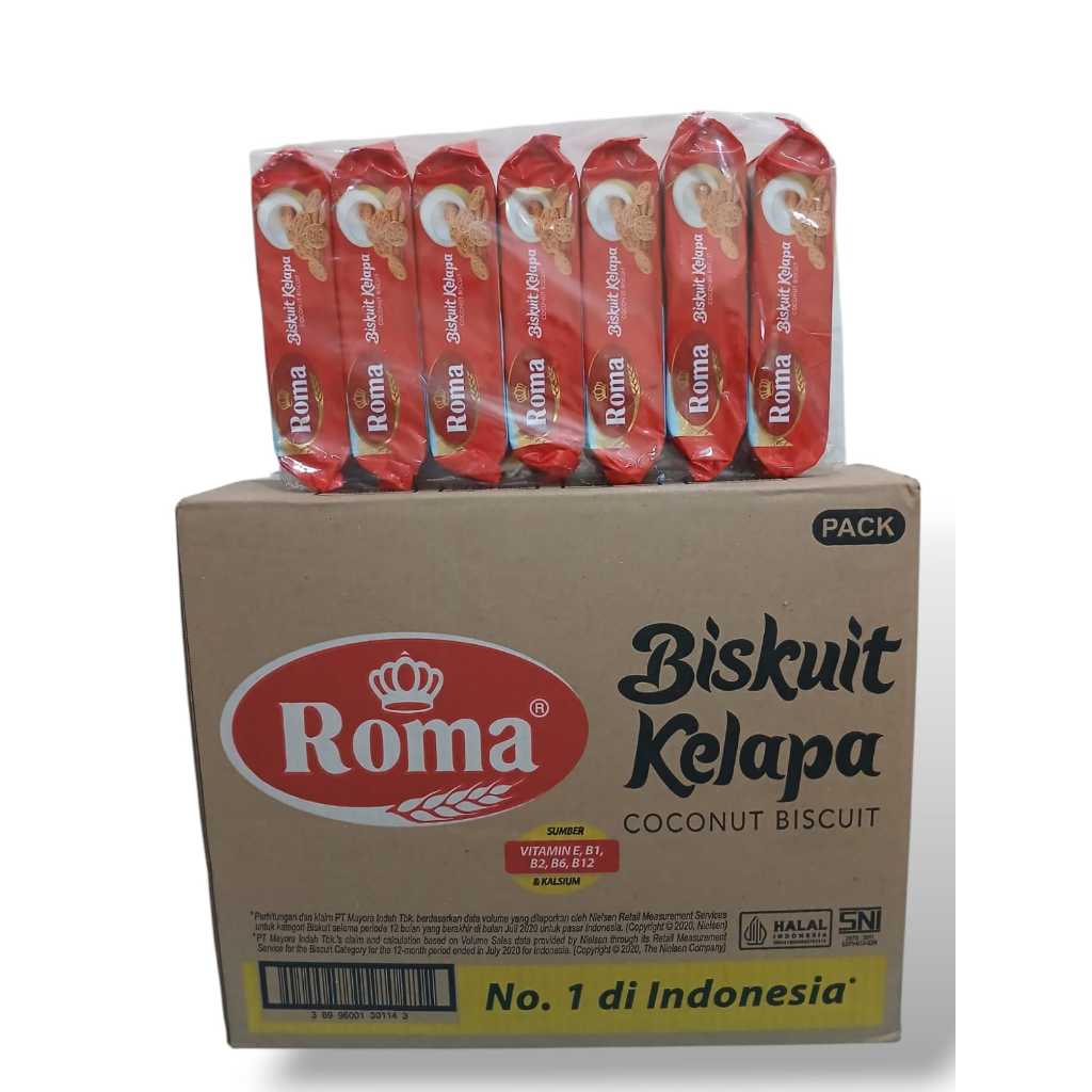 

Biskuit Roma Kelapa 300gr 1 kardus isi 28 pcs