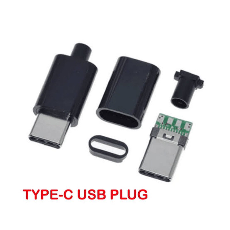 Kepala Konektor USB Type-C Male 4 pin Model Colok dengan Cover hitam atau putih kirim sesuai stok