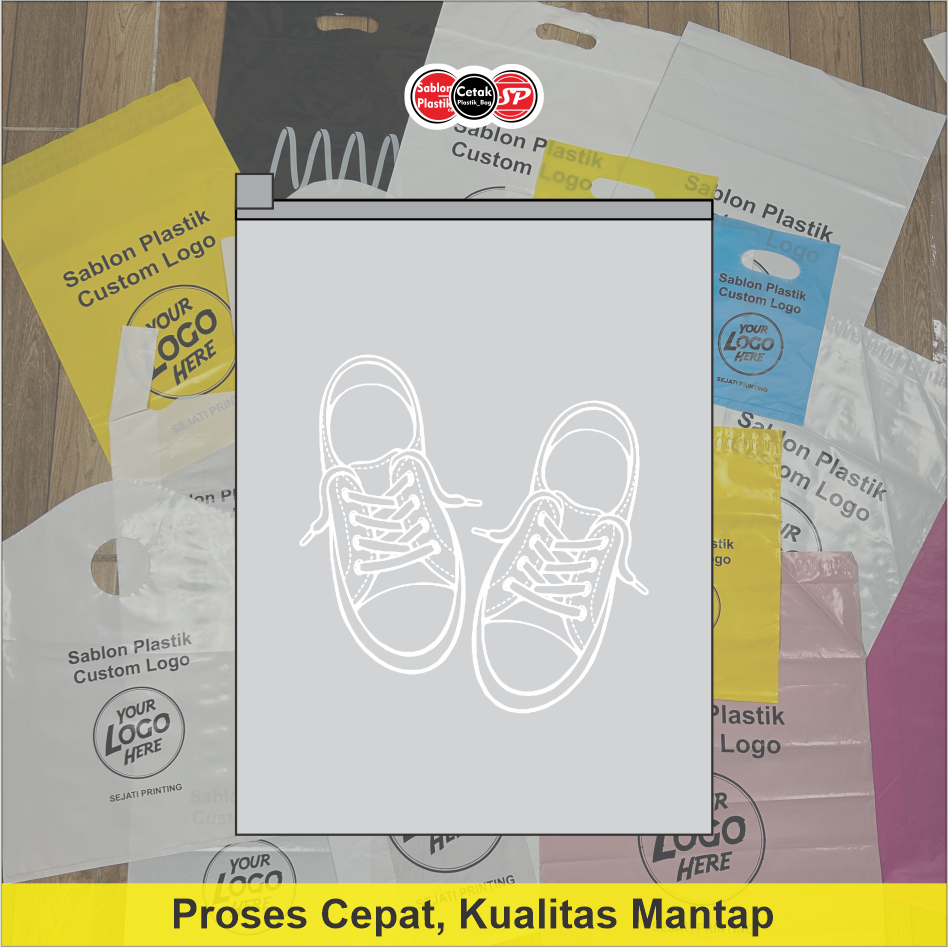 Kantong Plastik Motif Sepatu, Pouch Sepatu, Bungkus Sepatu, Zipper Sepatu