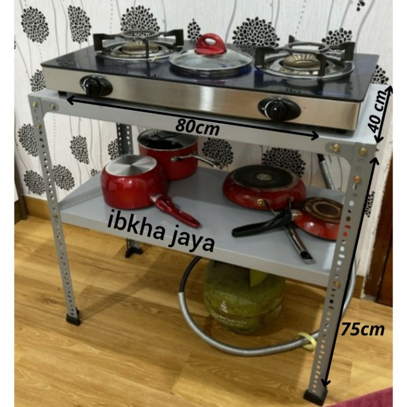 meja kompor rak besi 2 susun