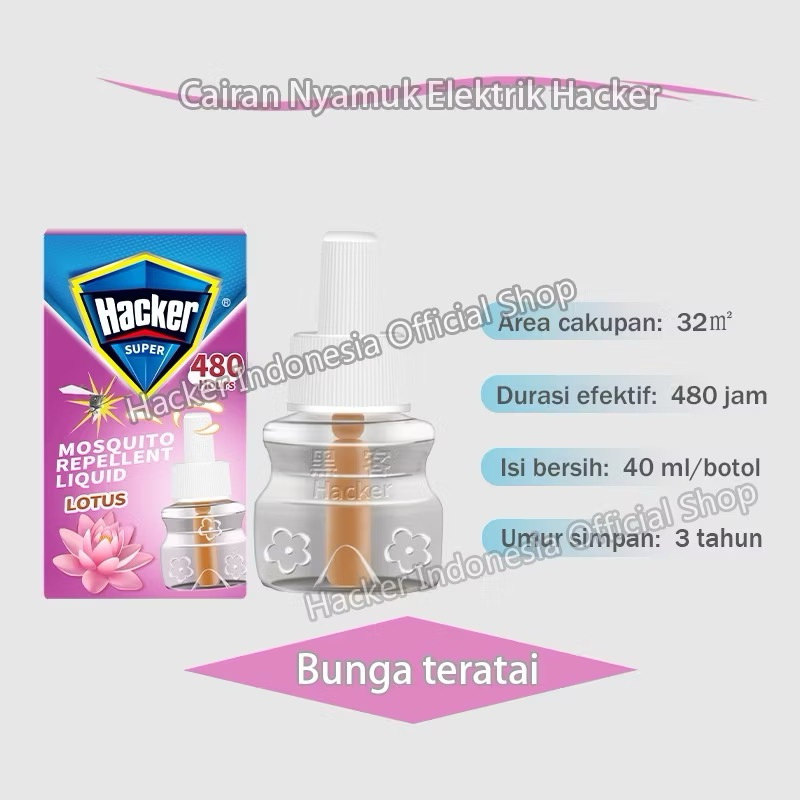 Obat nyamuk liquid refill 40ML 60 malam / Aroma  Bunga teratai