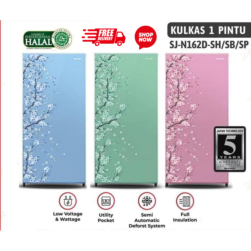 KULKAS SHARP 1 PINTU WARNA HIJAU SAKURA SJN162DSH