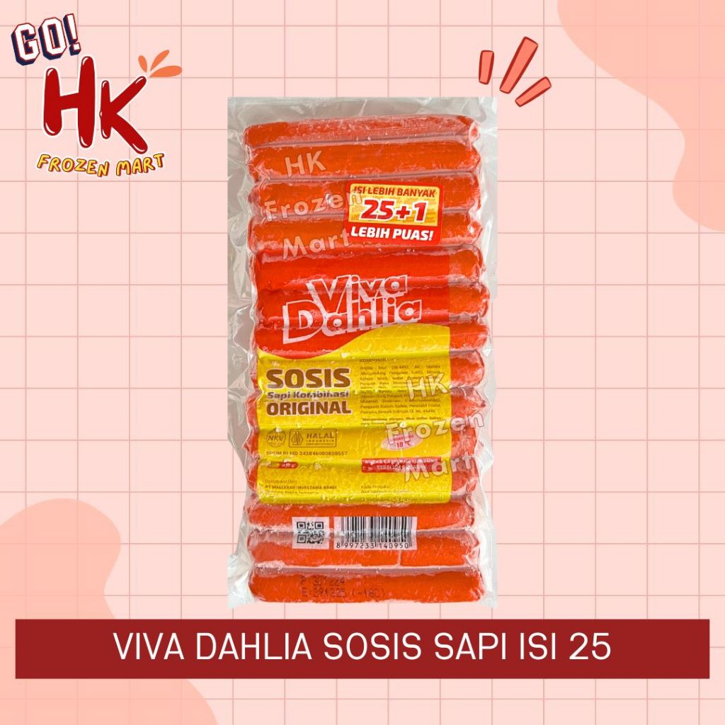 

Viva Dahlia Sosis Sapi isi 25+1 | mantap beef sausage champ murah banyak HK Frozen Mart