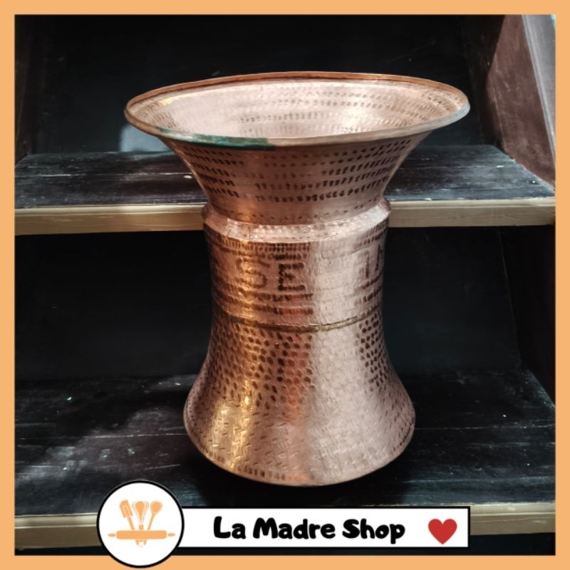 DANDANG Seeng Jadul - Tembaga asli - Uk. D 31 cm x T 33 cm - Gratis Kukusan Bambu Asepan