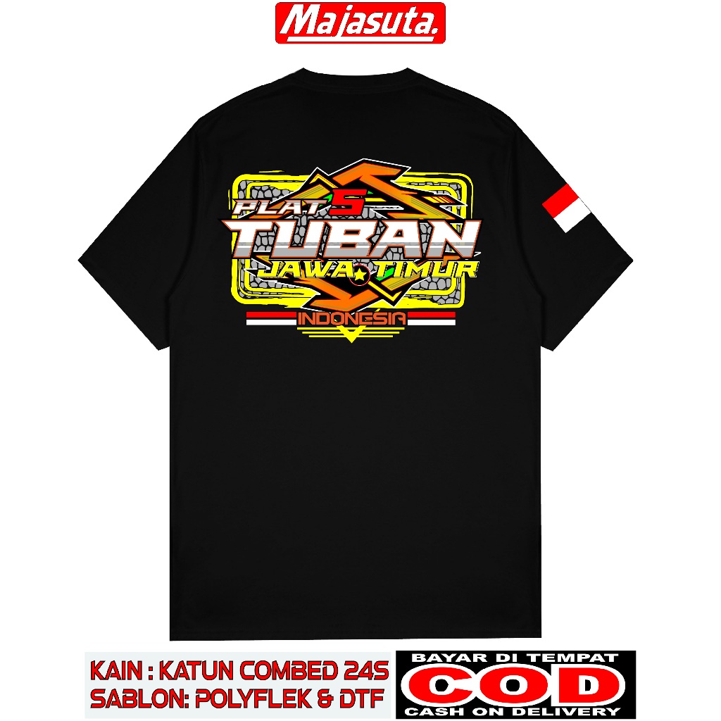 KAOS PLAT S TUBAN JAWA TIMUR M2 SABLON DTF BAHAN KATUN COMBED 24S TEBAL BISA COD KAOSKEREN KAOSDISTR