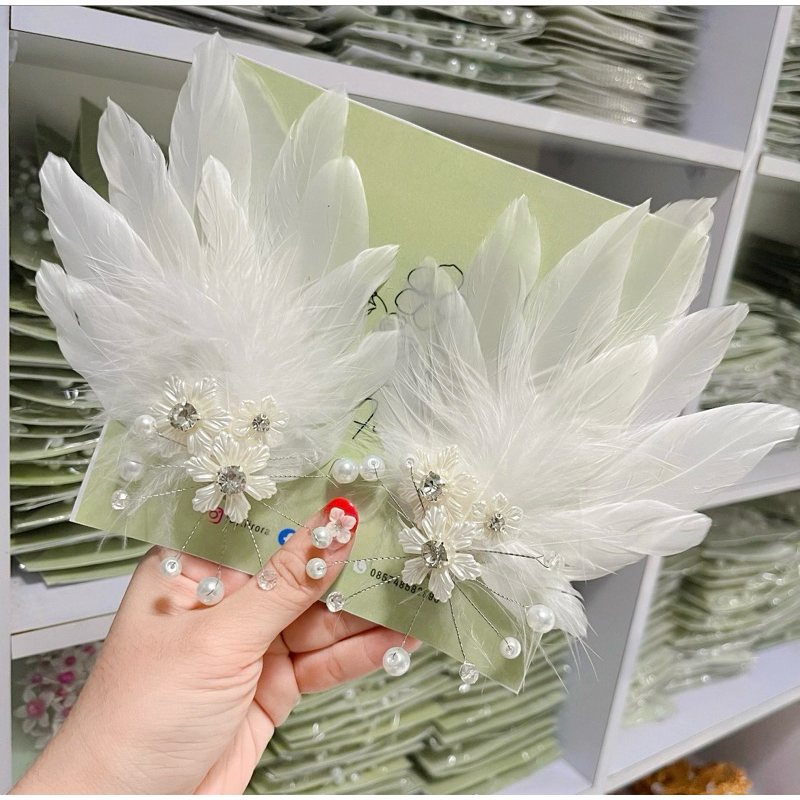 2 PCS JEPIT BULU ANGSA PUTIH