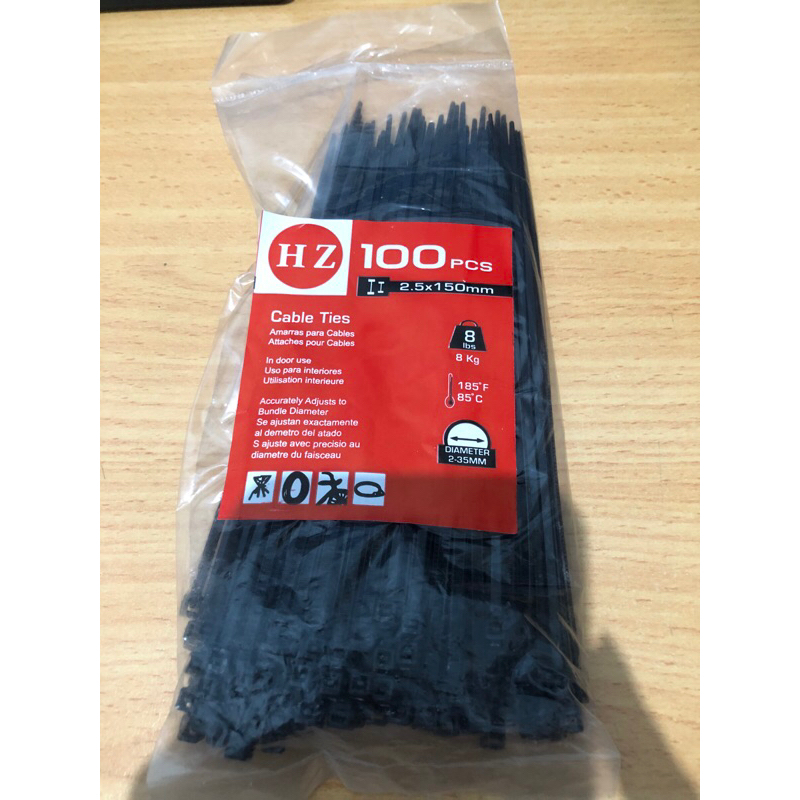 

HZ Cable Ties PCS 2.5x150mm 100pcs hitam