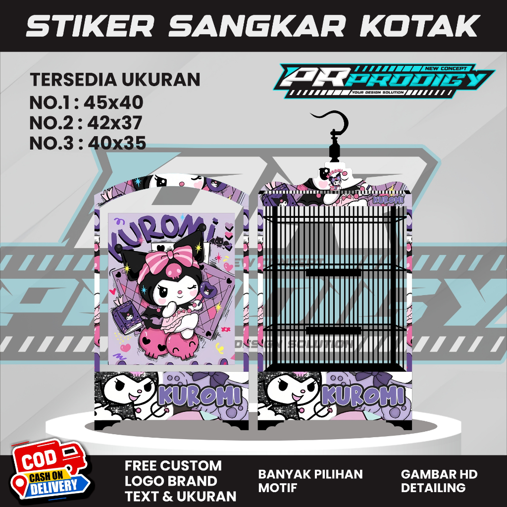 Stiker Decal Sangkar Burung / Sangkar Koper / Sangkar Kosan KUROMI