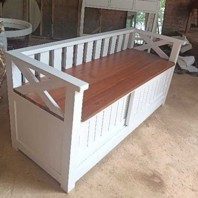 Bangku bench Laci Rak sepatu kayu jati belanda storege serbaguna