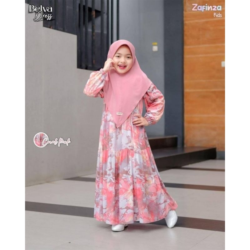 Belva dress - set gamis anak 5-6 thn