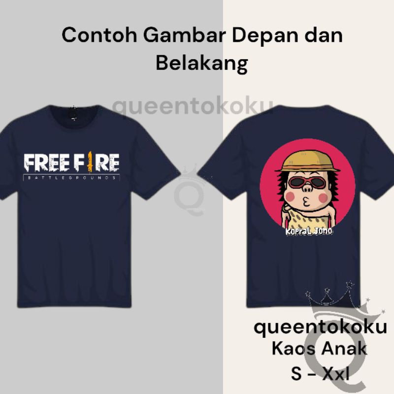 Kaos Anak FF KopralJono logo gam onlen anak anak lelaki