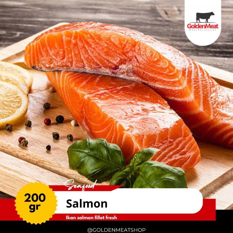 

salmon fillet | norwegia | ikan | fish | premium quality | MPASI | diet | import | kaya omega 3 | untuk panggang | 200gr