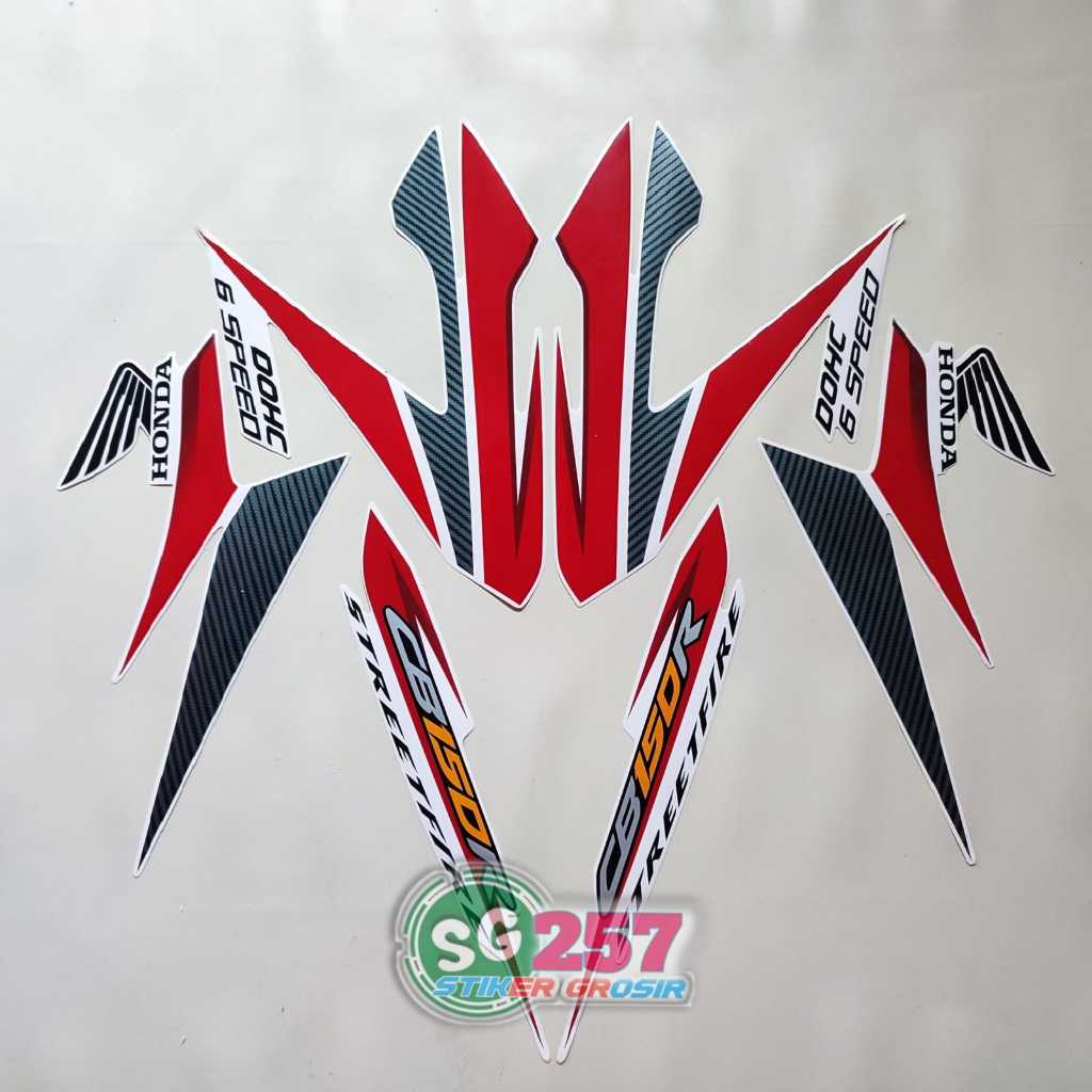 STIKER STRIPING LIS BODY MOTOR HONDA CB150R CB150 R CB 150 R 2014 2015 PUTIH MERAH