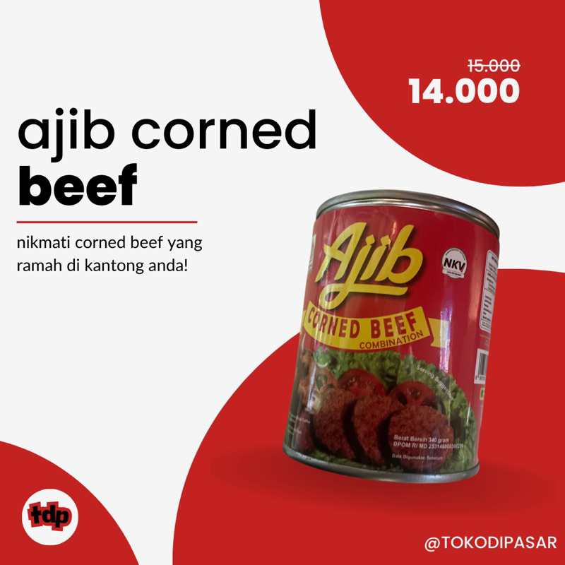 

AJIB CORNED BEEF @340gr / KORNET DAGING SAPI ORIGINAL @340gr