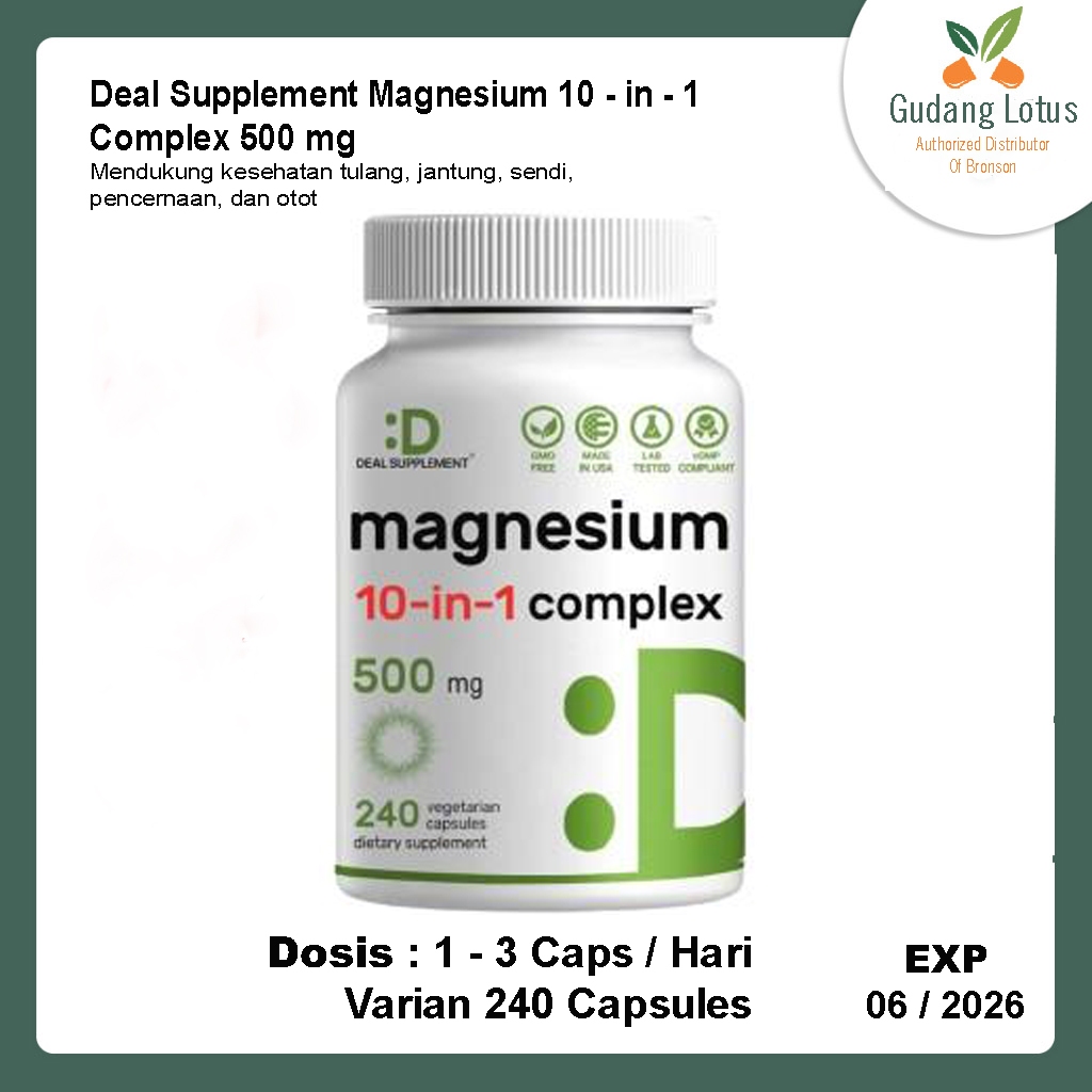 Deal Supplement Magnesium 10 in 1 Complex 500 mg - 240 Capsules