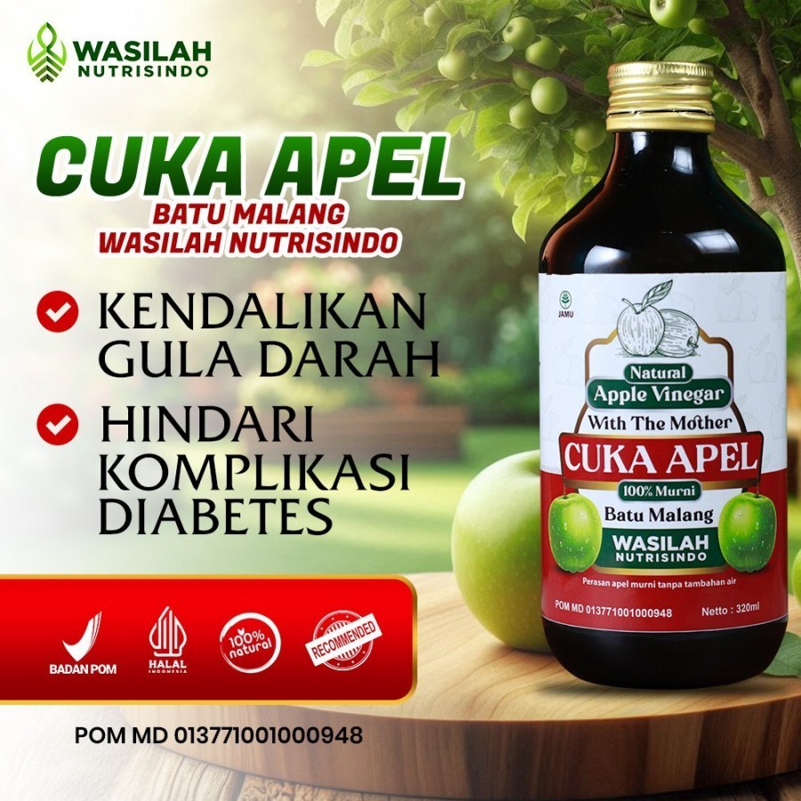 

Cuka Apel Batu Malang Organik Wasilah Nutrisindo Apple Vinegar With The Mother Original atasi Gula Darah/Diabet