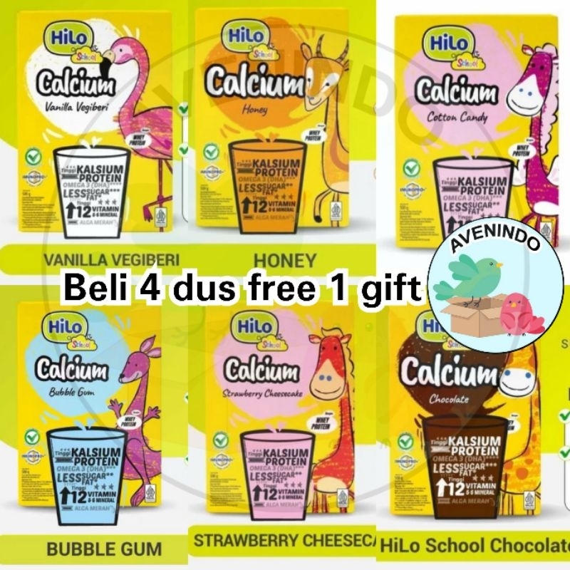 

hilo school 500 gram coklat vanila vegiberry honey bubble gum strawberry chessecake susu penambah tinggi