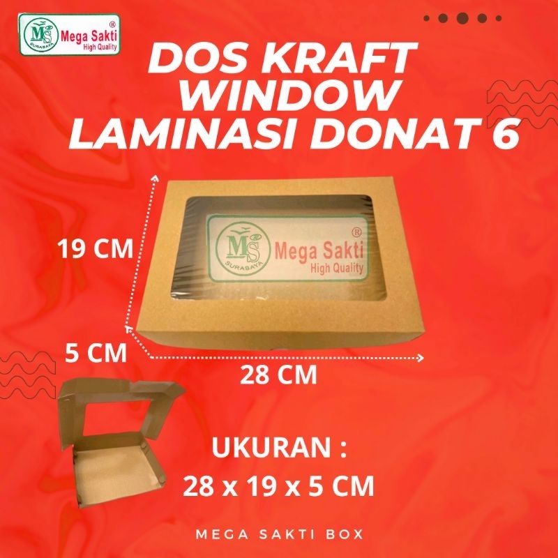 

(ISI 10 PCS) DOS / DUS KRAFT DONAT WINDOW LAMINASI ISI 6 UK 28 x 19 x 5 CM / KARTON BOX KOTAK HAMPERS KRAFT WINDOW