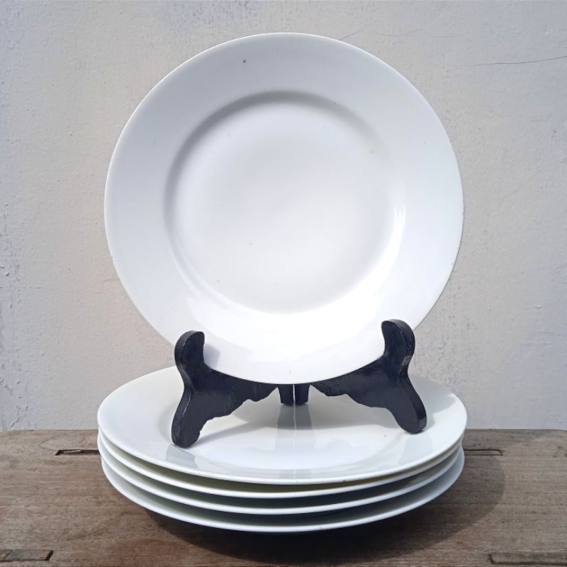 Antik Piring Ceper Porselen Eropa Putih Polos D.20cm Utuh Tua Kuno