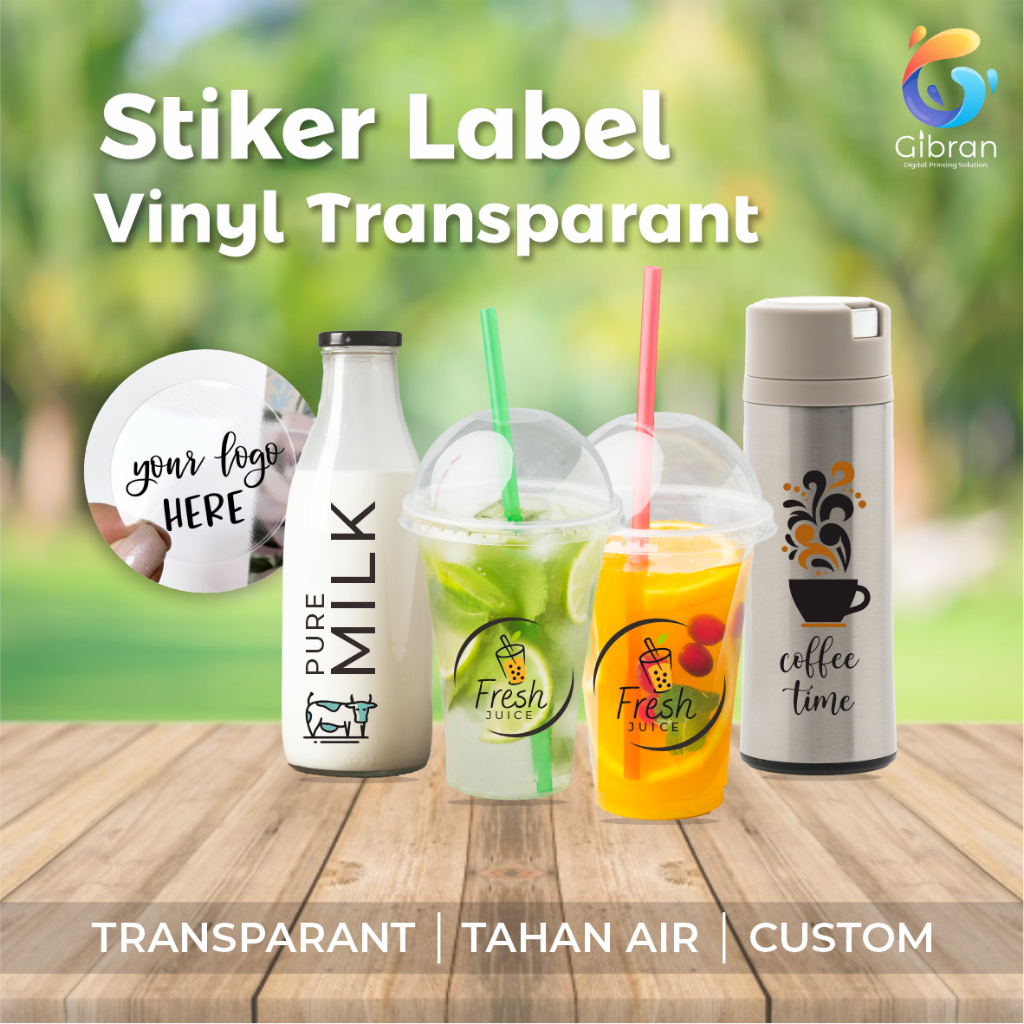 

[TERLARIS] Stiker Vinyl Transparant / Stiker Label Kemasan / Label Usaha Makanan / Label Minuman Tahan Air Custom
