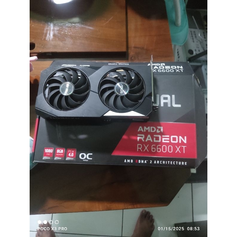 ASUS RX 6600 XT bekas minus belum repasta, pembelian 2021 garansi habis 2024, masih segel