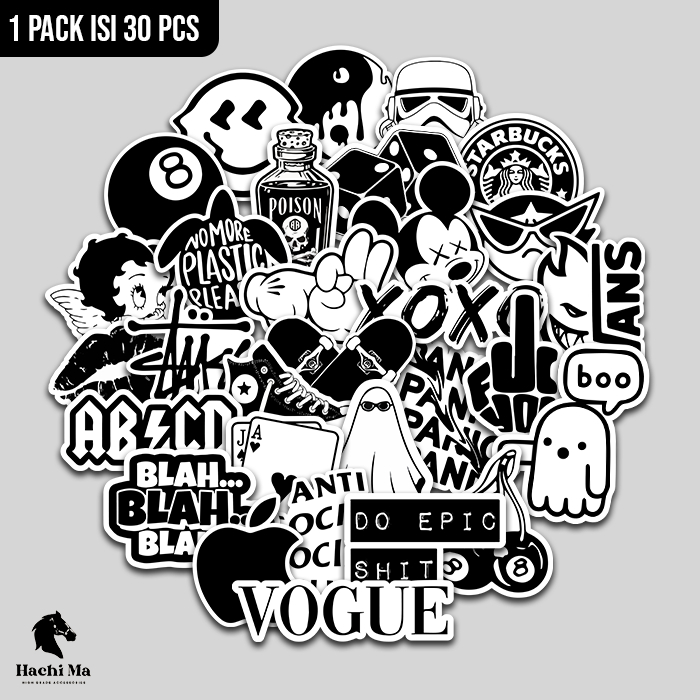 

STIKER PACK LIT AF BLACK AND WHITE ANTI AIR | STIKER HELM LAPTOP KOMPUTER KOPER | VINYL LAMINASI DOFF WATERPROOF