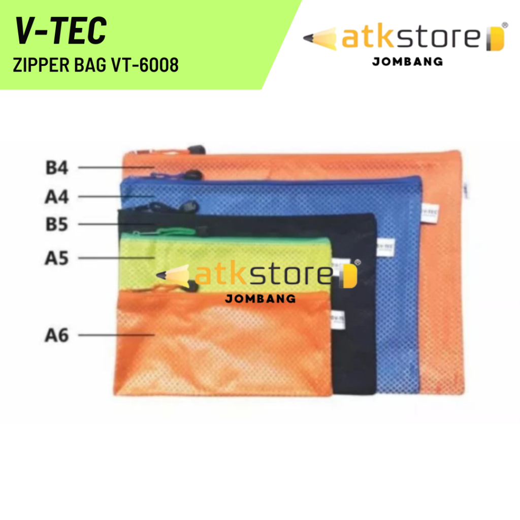 

V-TEC Zipper Bag VT-6008 / Pocket File Zipper Folder File Plastik Transparan Name Tag Vtec