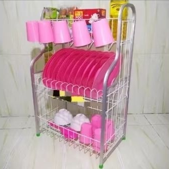 RAK PIRING ALUMINIUM DAPUR 3 SUSUN MURAH  RAK PIRING SERBAGUNA  RAK PIRING RPK ALUMINIUM DAN RPL ALU