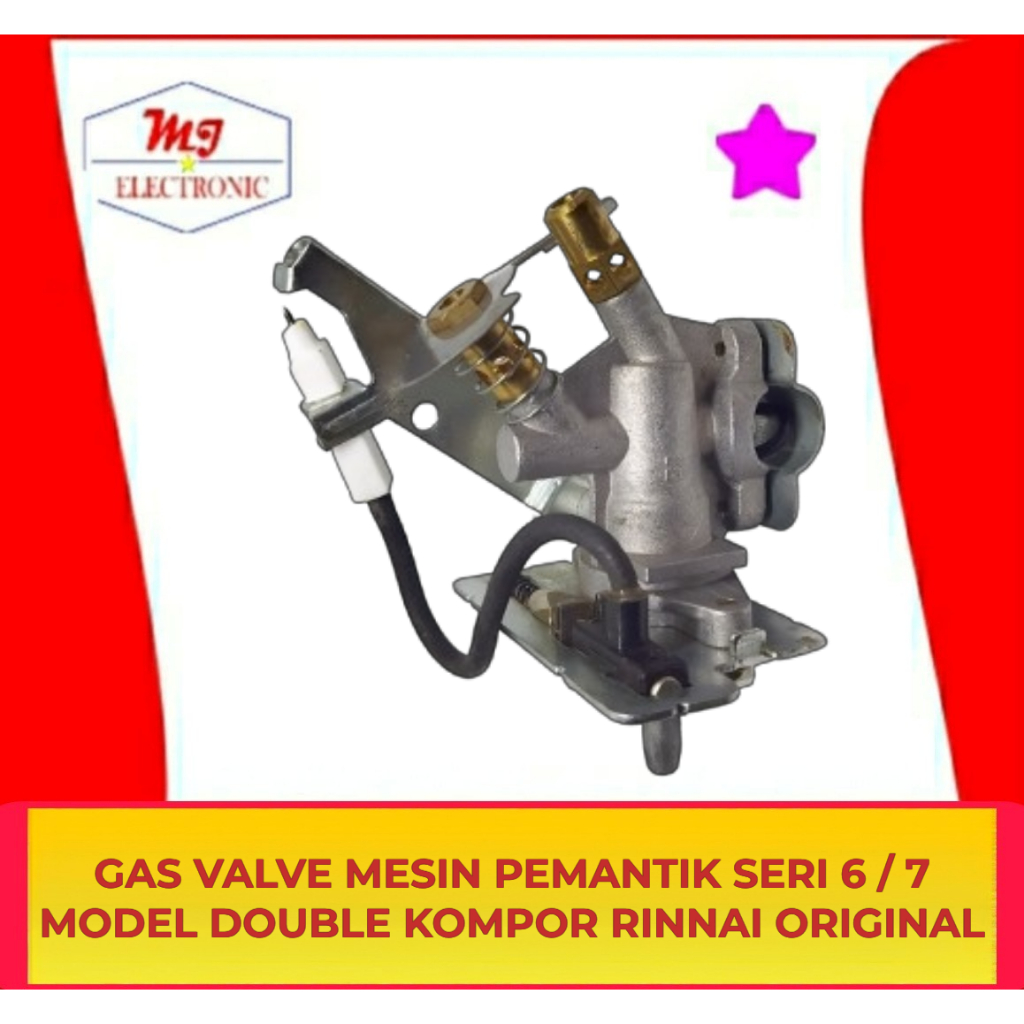 Gas Valve Pengatur Gas Katup Gas Kompor Rinnai Portable Seri 6 Seri 7 / RI6 RI7 Model Double 2 Spuye