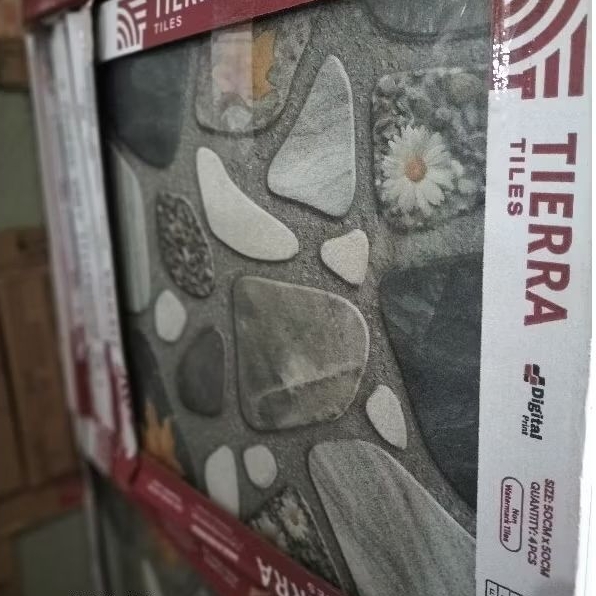 keramik TIERRA CANPOS GREY  50x50 kw1 /dus 4 pcs (permukan kasar timbul)