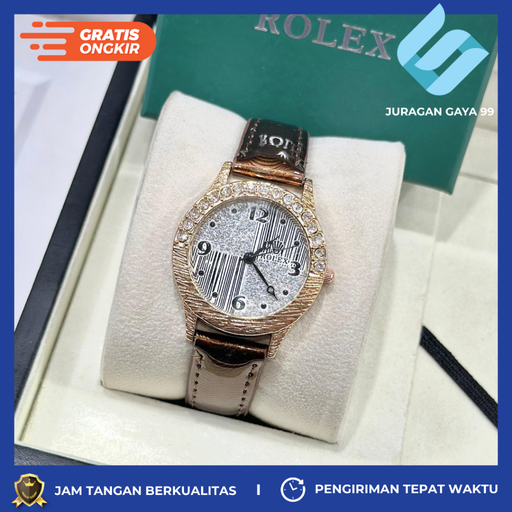 Jam Tangan Wanita Fashion Rolex 8811 Strap Kulit Bisa Bayar Ditempat - COD - Murah