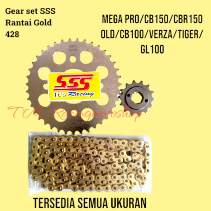 GEAR SET SSS 428 MEGA PRO/CB150/CBR150 OLD/CB100/VERZA/TIGER/GL100