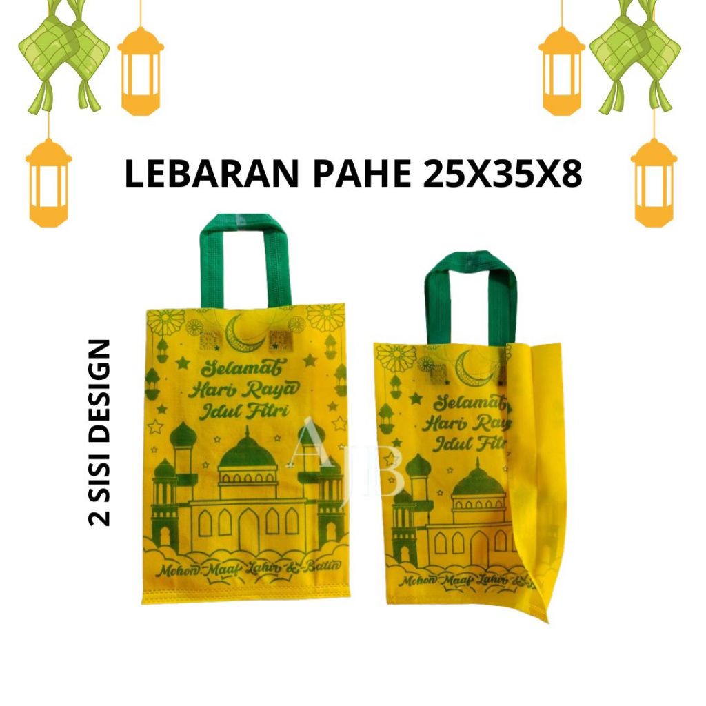 

1 LUSIN - GOODIE BAG LEBARAN 2 SISI VERSI 2025 UK 25X35X8 - tas hampers lebaran