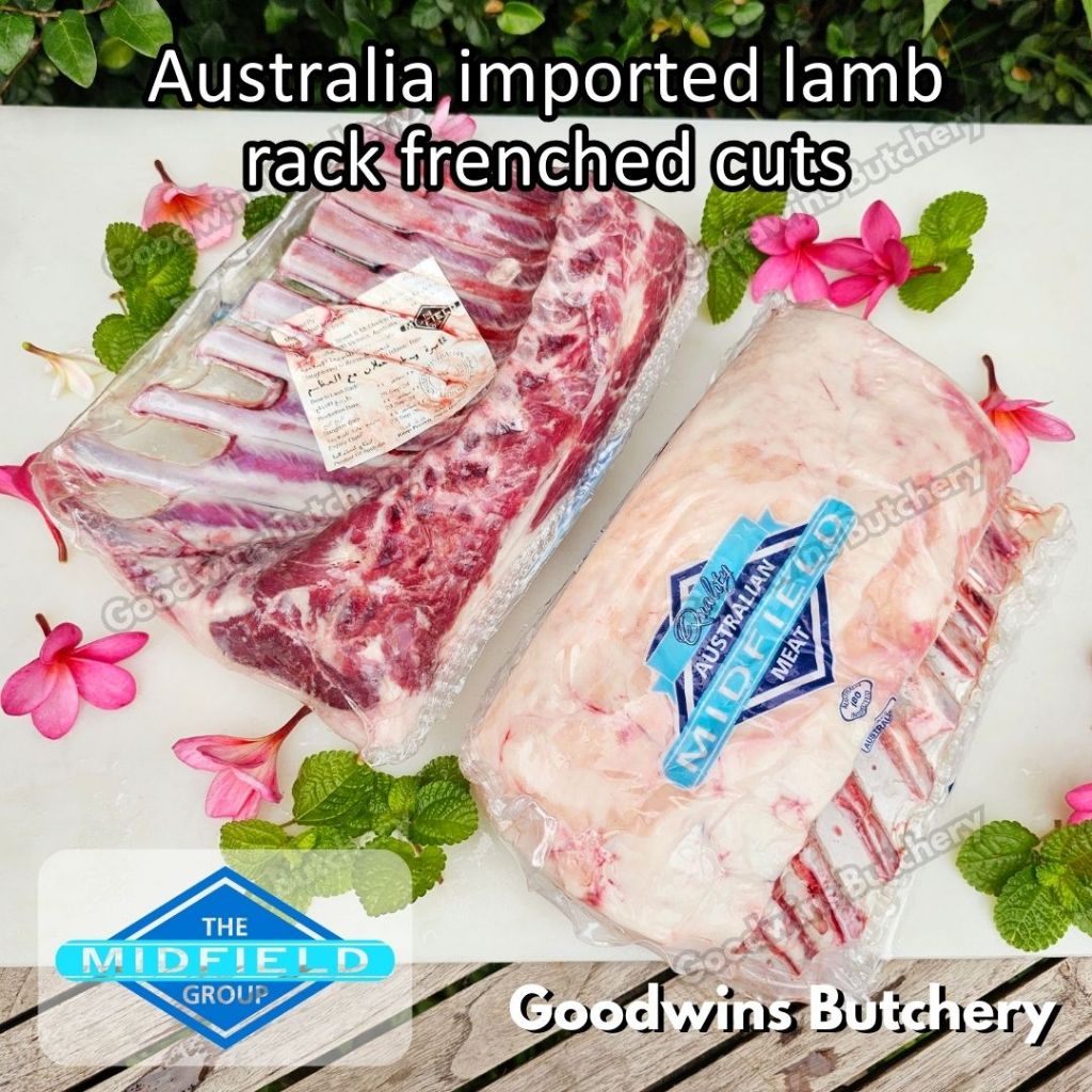 

Lamb rack FRENCHED CUT frozen Australia Wammco WhiteStripe Midfield Mulwarra NZ Pure South daging tulang iga domba-kambing muda