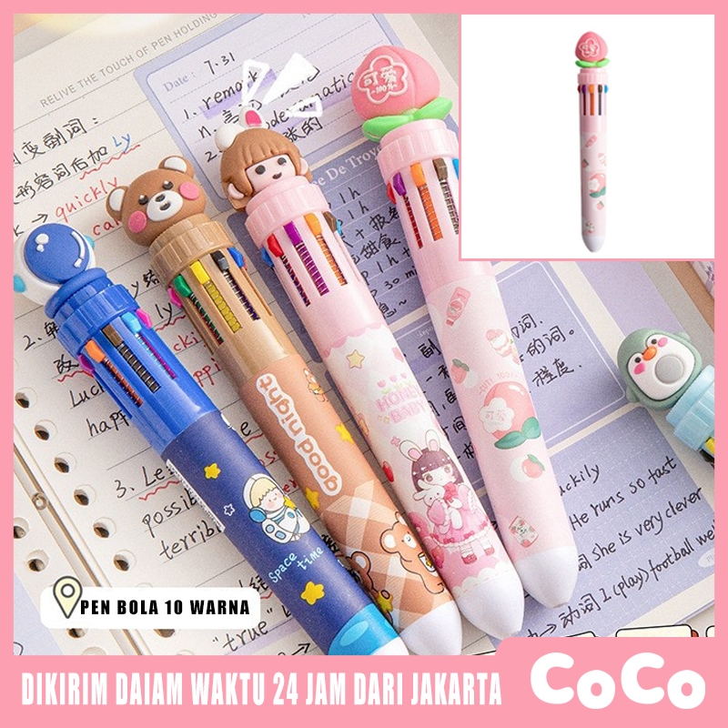 

Cute Bear 10 Colors Ballpoint Pen Ball Pens Kids Stationery Gifts for Children 卡通圆珠笔 Pen Comel