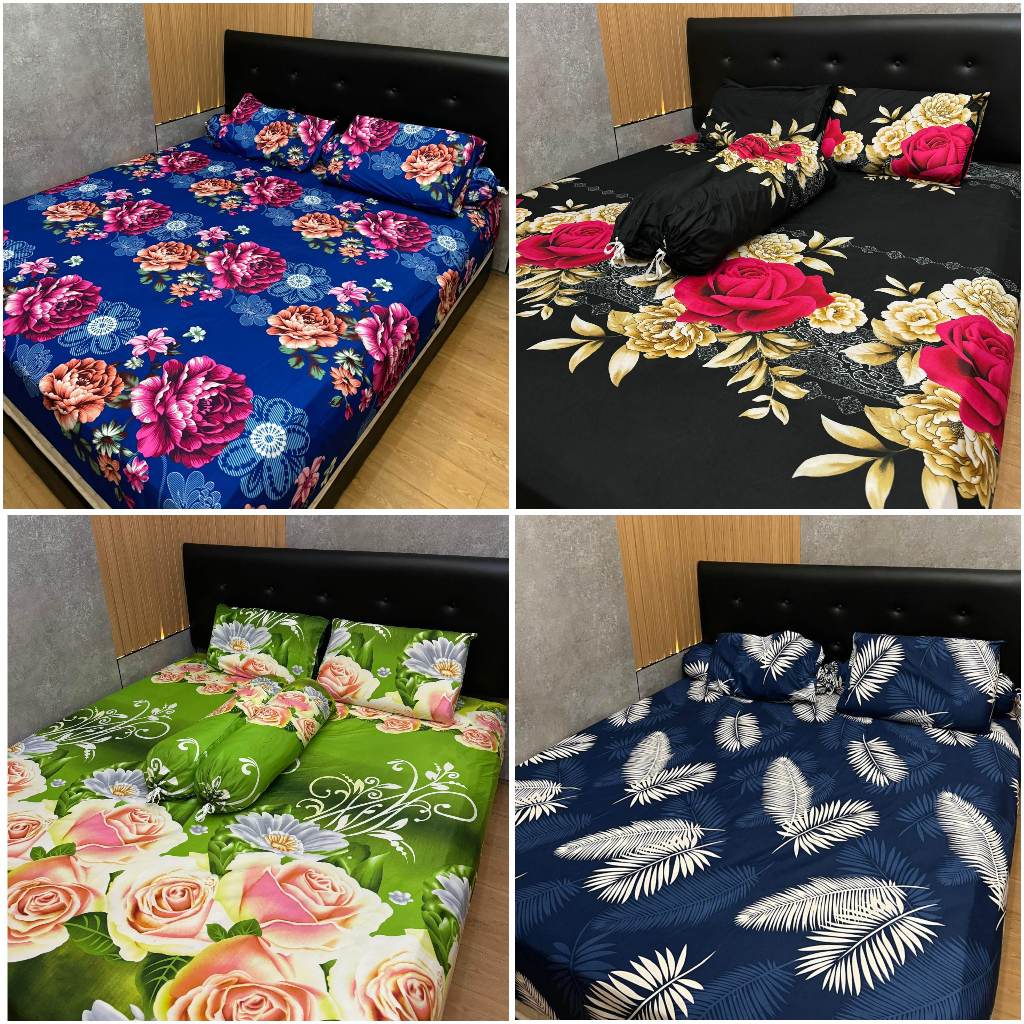 SALE TERMURAH SPREI SET 3 UK KING QUEEN SINGLE MOTIF CANTIK  MURAH SET BANTAL GULING GORDEN