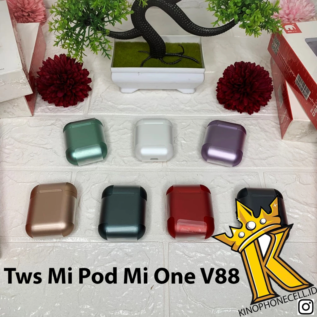 TWS Mi Pod Mione 1 Headset V88 Earphones Bluetooth Wireless Murah Original