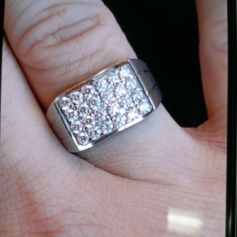 Cincin emas putih & berlian