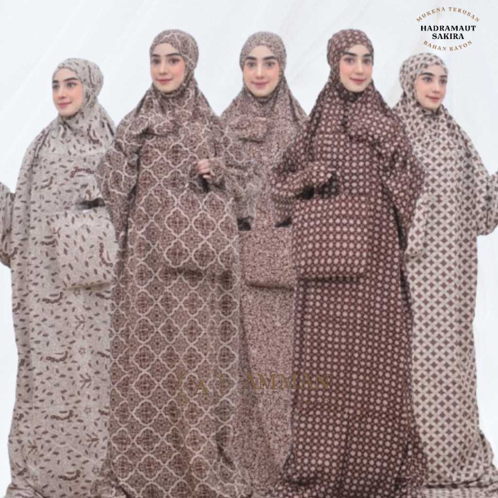 Mukena Terusan Hadramaut Sakira -  Mukena Hadramaut Motif Batik Cantik Jumbo Bahan Rayon Premium