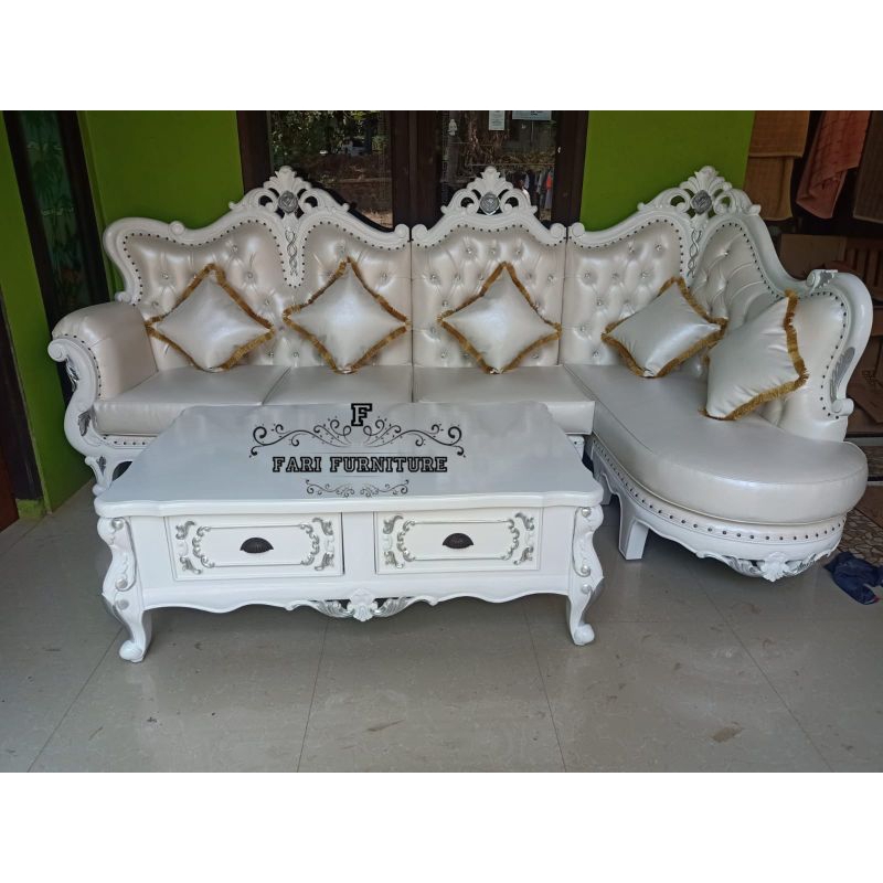 Sofa Sudut L Ukiran Mewah Furniture Jepara