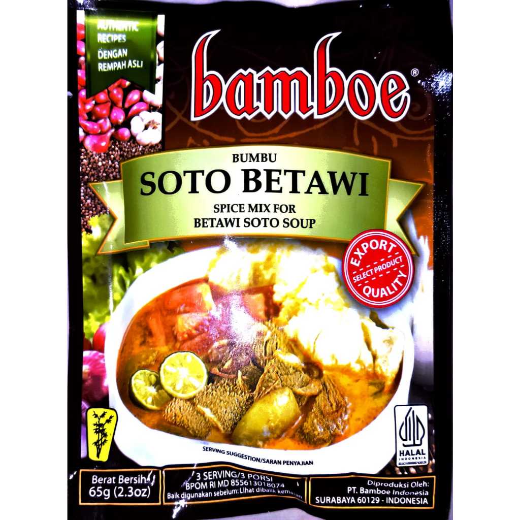 

BAMBOE BARU BUMBU SOTO BETAWI SPICE MIX FOR BETAWI SOTO SOUP 65 GR