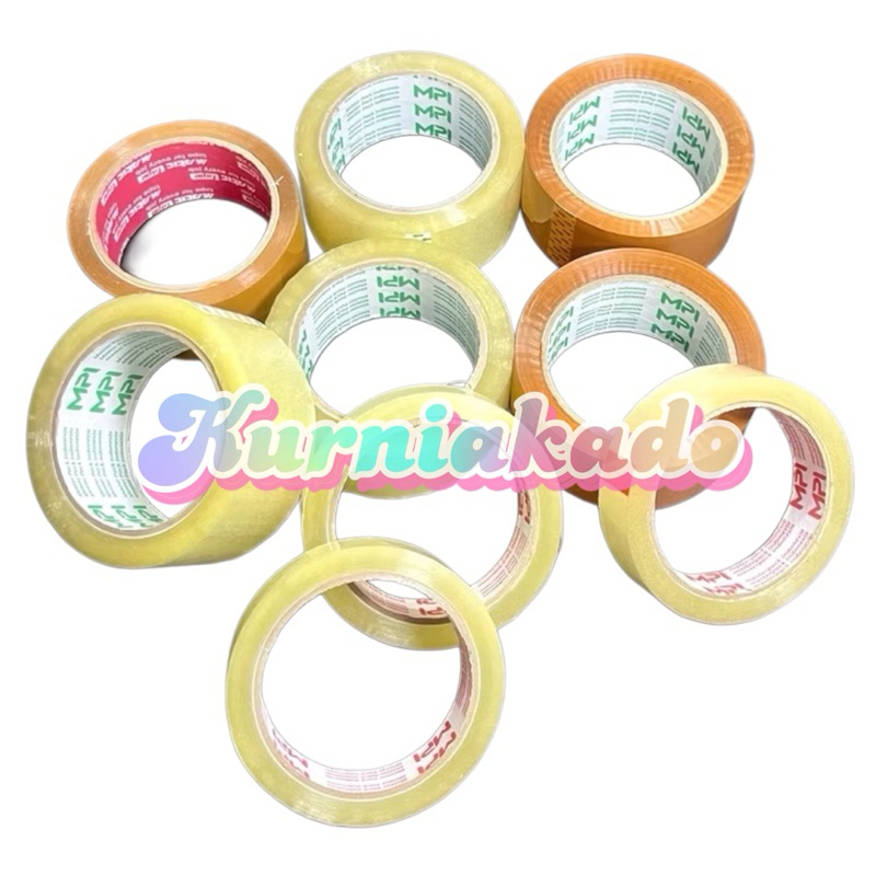 

Lakban bening isolasi MPI lem bening coklat lem selotip lebar 2 inch / 4,5 mm lem bening perekat kurnia kado