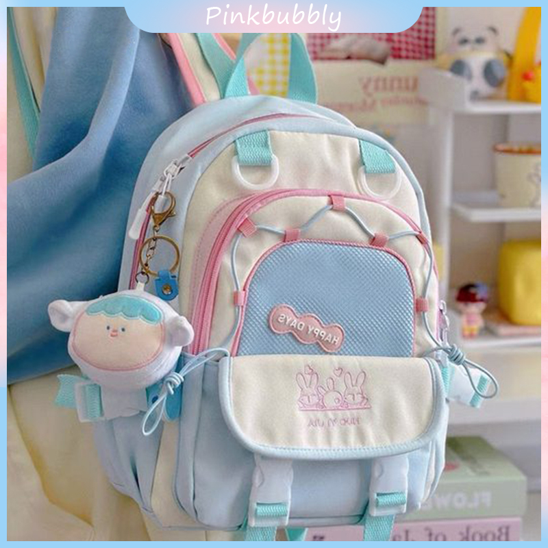 Pinkbubbly.READY-Tas Bahu Macaron Jepang Korea Import Fashion Tas Sekolah Lucu Siswa Kuliah Tas Rans