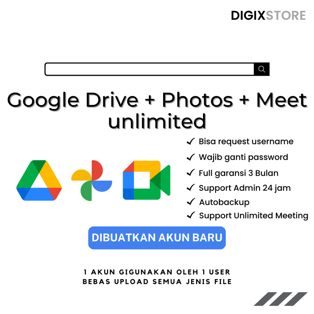 [BUNDLING] Google Drive Bonus Google Photos + Google Meet unlimited Lifetime Bergaransi