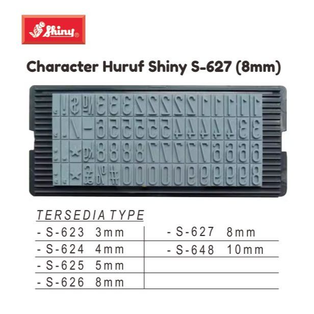 

Character/Extra/Sparepart Huruf & Angka Shiny S-627 8mm