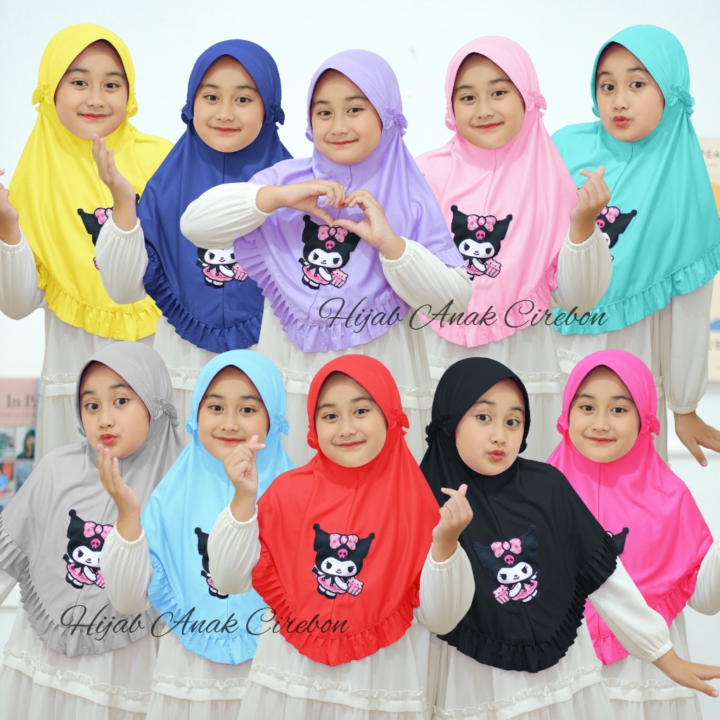 Hijab Anak TK Kuromi Murah / Hijab Anak TK Kekinian / Hijab Anak TK Tali Karet / Jilbab Anak Karakte