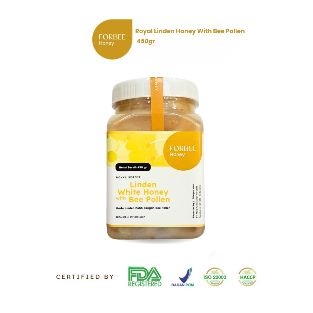 

Madu Royal Linden Forbee White Honey with Bee Pollen 450gr | Vitamin Kulit dan Collagen Alami | Madu Putih Anti-Penuaan Dini Dengan 18 Asam Amino