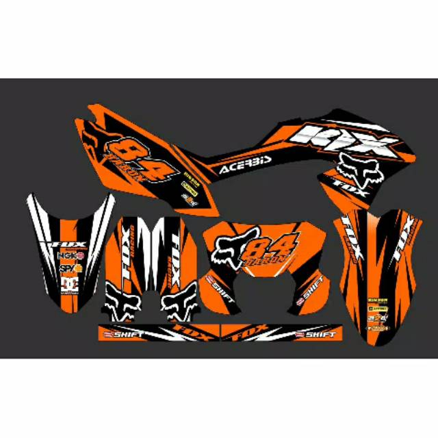 DECAL KLX MOTIF FOX ORANGE FULL BODY / STICKER KLX BF / BISA CUSTOM