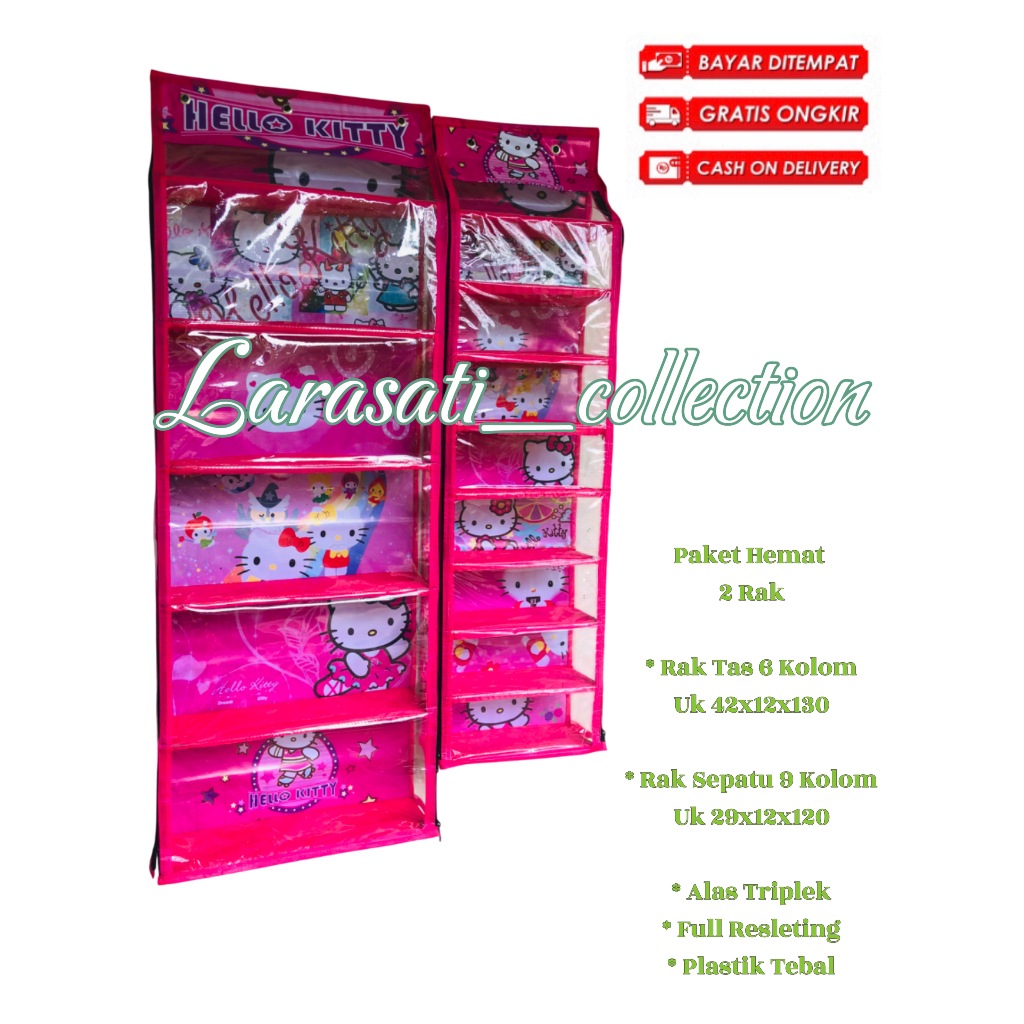 (Alas Triplek) Rak Gantung Set 2in1 Rak Tas dan Rak Sepatu Gantung Karakter Alas Triplek Murah